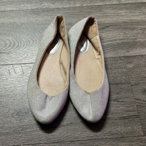 Women's Bamboo Flats Sparkly Silver Shoes Size 9